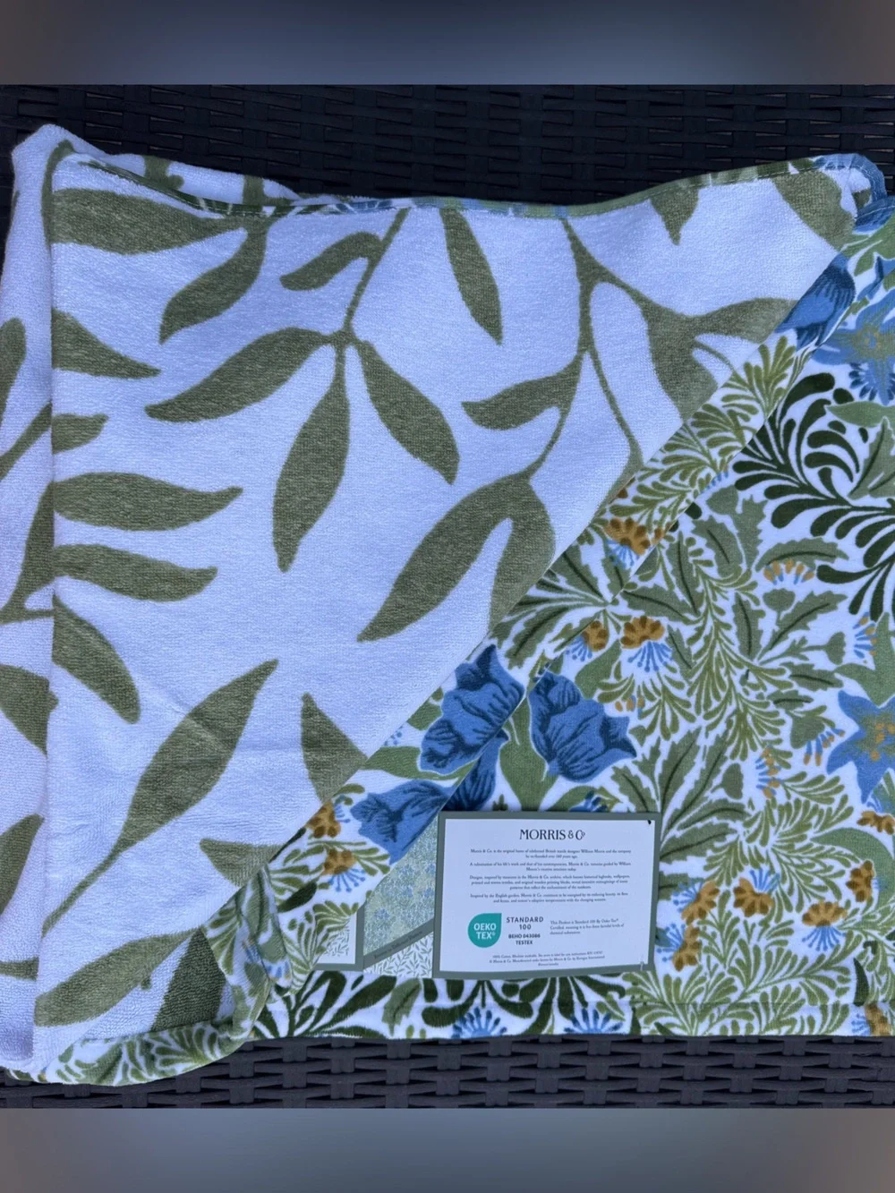 Morris & Co Luxury Beach Towel Floral Cotton Oversized Reversible Pool 40x70